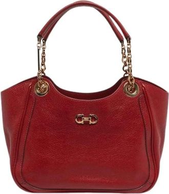 Ferragamo Pre-owned Handbags, female, Red, Size: ONE SIZE Pre-owned Leather Handbag