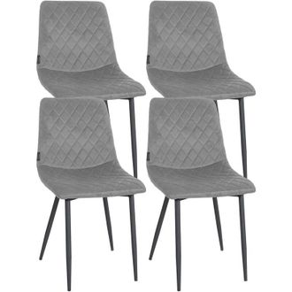 Clp Clp - Set De 4 Sillas De Comedor Telde En Terciopelo Gris