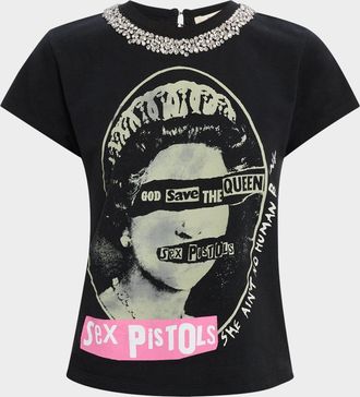 Alice & Olivia Atlas Embellished Neckline Tee