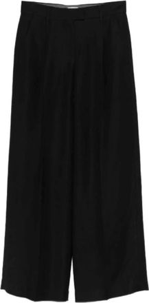 Brunello Cucinelli Pleated Palazzo Pants - Dames - Wijde Broeken - Zwart - M - Leer - Broeken