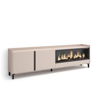 Skraut Home Skraut Home - Mueble Tv, Televisi&oacute;n, Muebles De Sal&oacute;n, Almacenaje, 212x35x61cm, Para Tv Hasta 80, Chimenea El&eacute;ctrica Xxl, Dise&ntilde;o Industrial, Estilo Mo