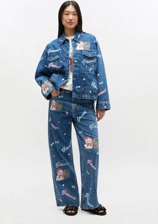 Ganni Blue Starry Animal Izey Jeans - Size 30 Organic Cotton