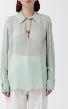 Elisabetta Franchi Camicia in georgette trasparente con collo gioiello