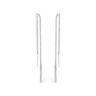 House of Brilliance 10K White Gold 1/10 Cttw Diamond Threader Earrings at Nordstrom