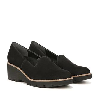 Vionic Mens Vionic Willa I724L1001 Loafer W Black Suede Slip On Wedge Heel VER1227