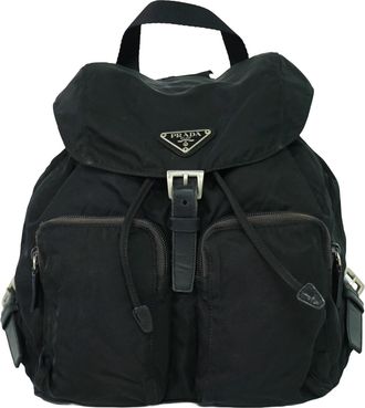 Prada Double Front Pocket Backpack Tessuto Black Nylon Backpack Bag (Pre-Owned)