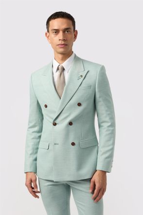 Antique Rogue Mens Double Breasted Six Button Slim Fit Suit Jacket - Marine - Size 36 (Chest)