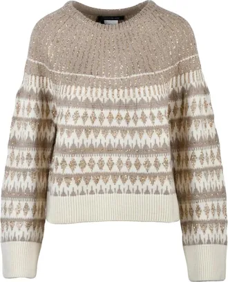 Pennyblack Truien & Vesten, Dames, Veelkleurig, M, Wol, Ronde hals trui met strass
