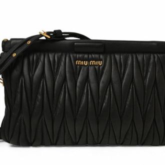 Miu Miu Black Leather Clutch Bag Pochette Pouch Shoulder Bag (Pre-Owned)