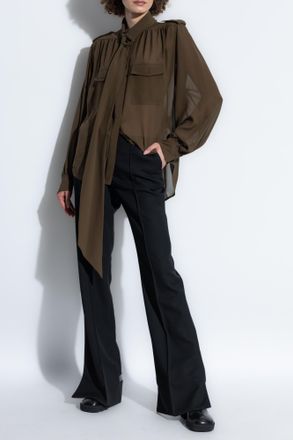 Chloé Silk Shirt With Pockets, Womens, Green