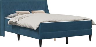 vidaXL Estructura De Cama Con Colch&oacute;n Azul 140 X 190 Cm Terciopelo Vidaxl