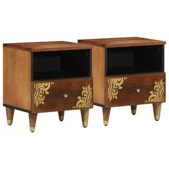 Berkfield Home Bedside Cabinets 2 pcs 40x33x46 cm Solid Wood Mango in Brown | Size: 40 x 33 x 46 cm