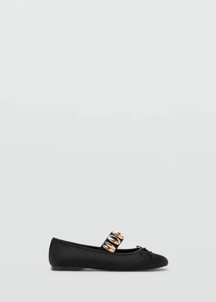 Mango Ballerine cinturino con applicazioni metalliche nero - Donna - 35 - MANGO
