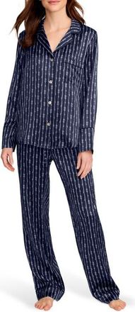 Petite Plume Silk Pajama Set in Navy at Nordstrom, Size X-Small