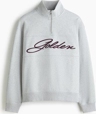 H&M Relaxed Fit Zip-top Sweatshirt in Gray Melange/golden at Nordstrom, Size Xxx-Large