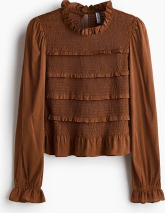 H&M Bluse mit Smokpartien - Beige