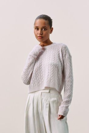 Naked Cashmere CHRISSY CROPPED CABLE KNIT SWEATER in Marble at Nordstrom, Size X-Small