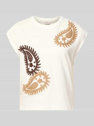 Stefanel T-Shirt mit Rundhalsausschnitt und Stitchings in Weiss, Gr&ouml;&szlig;e XL