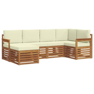 vidaXL Conjunto De Sof&aacute; Seccional Con Coj&iacute;n 6 Pcs Natural Y Crema Vidaxl