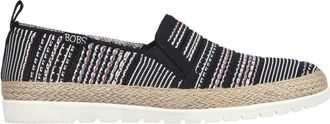 Skechers Espadrilles voor dames met dubbele elastische inzet en geweven bovenwerk, zonder veters (Zwart)