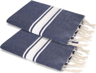 Febronie Juego de 2 foutas algod&oacute;n 100x200 azul vaquero