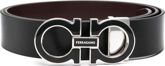 Ferragamo logo-buckle leather belt - men - Calf Leather - 105 - Black