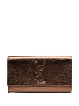 Saint Laurent 2000-2012 Large Metallic Leather Belle de Jour clutch bag - Brown