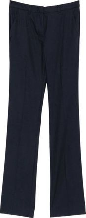 Marella Broek met persvouw en riemlussen - Dames - Straight fit broeken - Blauw - L - Broeken
