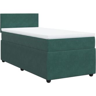 vidaXL Cama Box Spring Con Colch&oacute;n Terciopelo Verde Oscuro 80x200 Cm Vidaxl
