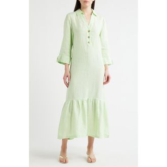 Lilly Pulitzer Alora Ruffle Hem Linen Maxi Dress in Pistachio Macaron X Resort at Nordstrom, Size X-Large