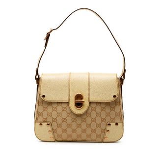 Gucci Pre-owned Womens Gg Canvas Turnlock Shoulder Bag - Ivory Textile - One Size