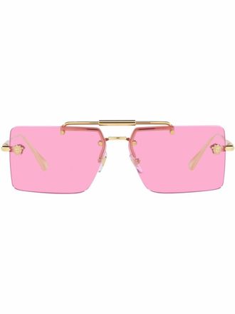 Versace Zonnebril met rechthoekig montuur - Roze