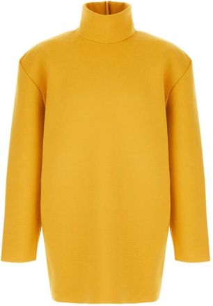 Saint Laurent Kleedjes, Dames, Oranje, M, Wol, Boxy jurk van Double-Face Knit
