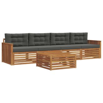 vidaXL Conjunto De Sof&aacute;s De Exterior 5 Pcs Natural Y Antracita Vidaxl