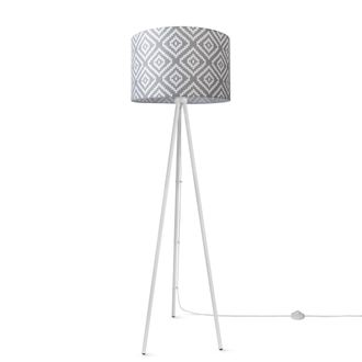 Paco Home Paco Home - L&aacute;mpara De Pie Sal&oacute;n Moderna E27 Lectura Luminaria De Pie Soporte Retro Pantalla Dise&ntilde;o 7 (&oslash;45,5 Cm), L&aacute;mpara De Pie Tr&iacute;pode - Blanco