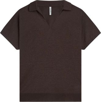 Summum Summum - Top met polokraag - 3s 5346-30812 - Dames - Polos - Bruin - L - Katoen - Tops