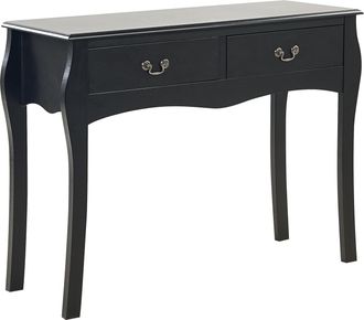Beliani Consola Negra 100 X 35 Cm Mdf 2 Cajones Retro Recibidor Sala De Estar Klawock