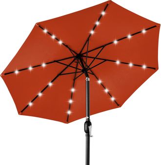 Best Choice Products 10ft Solar LED Lighted Patio Umbrella w/ Tilt Adjustment, UV-Resistant Fabric