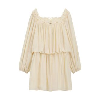 BOSS Relaxed-fit muslin dress with embroidered neckline