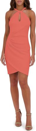 Siena My Balconia Ruched Body-Con Scuba Dress in Coral at Nordstrom Rack, Size 16