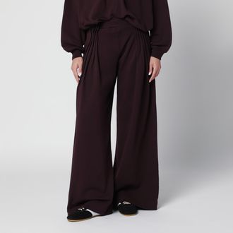 Dries Van Noten Pantaloni a gamba larga in jersey di cotone color pesca