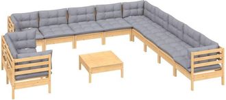 vidaXL Juego De Muebles De Jard&iacute;n 12 Pzas Y Cojines Madera Maciza Pino Vidaxl