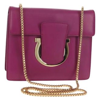 Ferragamo Pre-owned Cross Body Bags, female, Purple, Size: ONE SIZE Pre-owned Leather Shoulder Bag