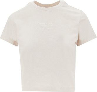 Maison Kitsun&eacute; Poetic Script print cropped T-shirt Woman M