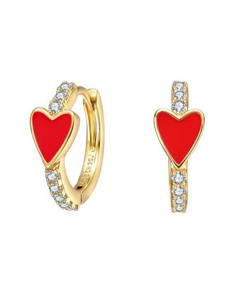 Rachel Glauber 14K Plated Cz Heart Hoops