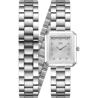 JBW Arc Lab-Created Diamond Double Wrap Bracelet Watch, 23mm in Stainless Steel at Nordstrom Rack