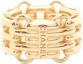 Chanel Gold Gold Plating Band Ring (Pre-Owned)