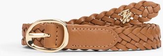 Tommy Hilfiger Womens Slim Woven Leather Belt - Cognac - 40