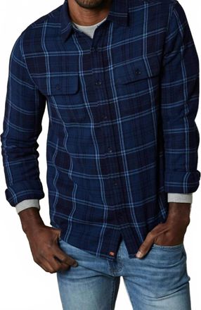 The Normal Brand Mountain Twill Overshirt In Indigo Plaid