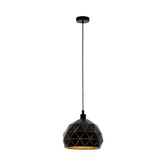 Loops Pendant Ceiling Light Colour Black Faceted Outer Gold Inner Shade Bulb E27 1x60W